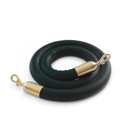 Montour Line Naugahyde Rope Green With Satin Brass Snap Ends 6ft.Cotton Core PNR150-60-GN-SE-SB